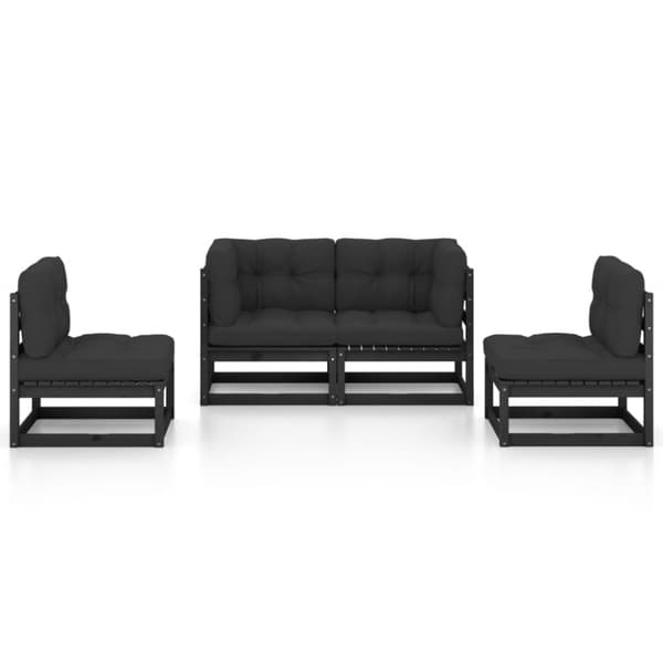 Loungesæt til haven 4 dele med hynder massivt fyrretræ - Haveloungesæt - Udendørs Loungesæt - Home & Living