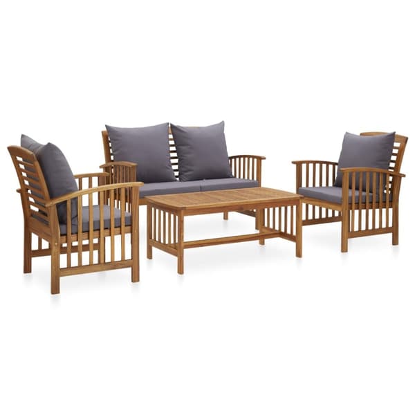 Loungegrupp med dynor 4 delar massivt akaciaträ - Trädgårdslounge - Trädgårdssoffor - Home & Living