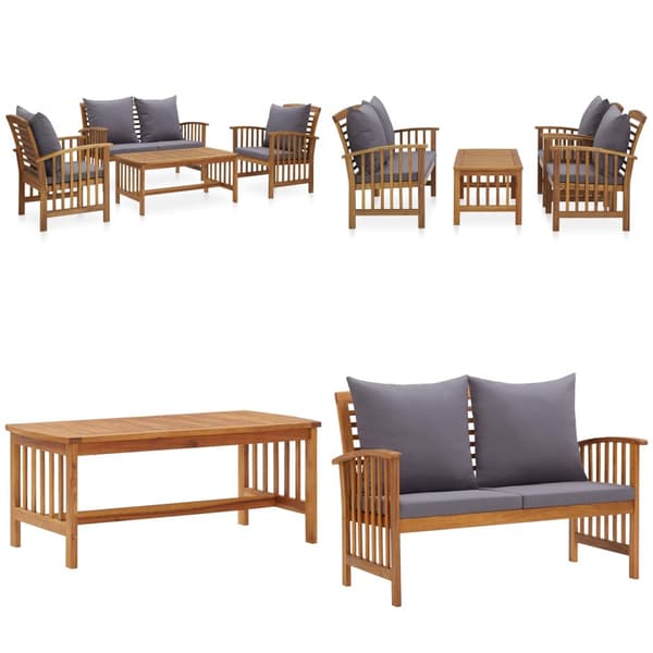 Loungegrupp med dynor 4 delar massivt akaciaträ - Trädgårdslounge - Trädgårdssoffor - Home & Living
