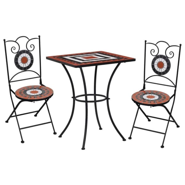 Bistrosæt 3 dele mosaikdesign keramiske fliser terracotta hvid - Bistrosæt - Bistrosæt I Mosaikdesign - Home & Living