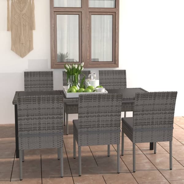Matgrupp för trädgården 7 delar konstrotting grå - Matgrupp - Matgrupper - Home & Living