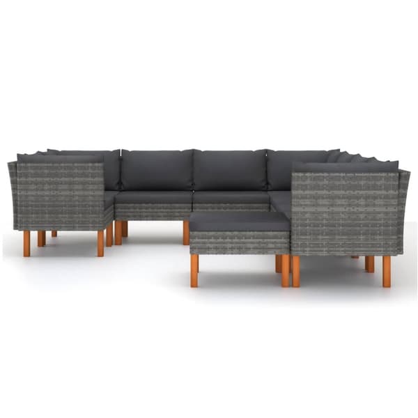Loungesæt til haven 9 dele med hynder polyrattan grå - Haveloungesæt - Loungesæt Til Haven - Home & Living