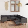 Miniatyrbillede 2 af 10: Loungesæt til haven 9 dele med hynder polyrattan grå - Haveloungesæt - Loungesæt Til Haven - Home & Living