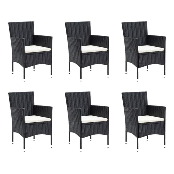 Spisebordssæt til haven 7 dele med hynder polyrattan sort - Spisebordssæt - Spisebordssæt Til Haven - Home & Living
