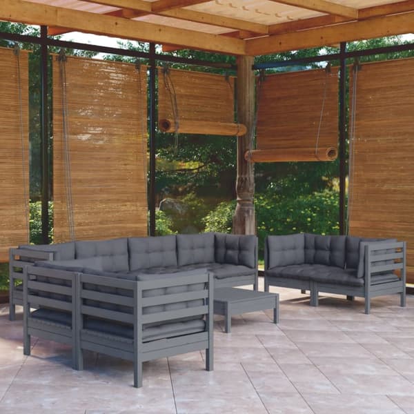Loungegrupp med dynor 9 delar massiv furu - Loungegrupp - Loungegrupper - Home & Living
