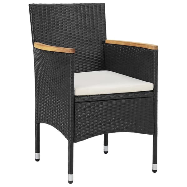 Spisebordssæt til haven 3 dele polyrattan sort - Havespisebordssæt - Spisebordssæt Til Haven - Home & Living