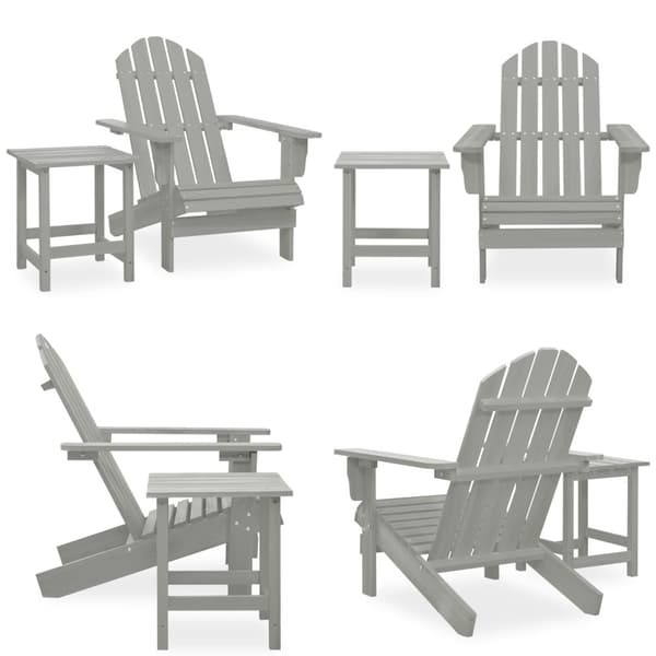 Adirondackstol med bord massivt granträ grå - Trädgård Stol - Trädgård Stolar - Home & Living