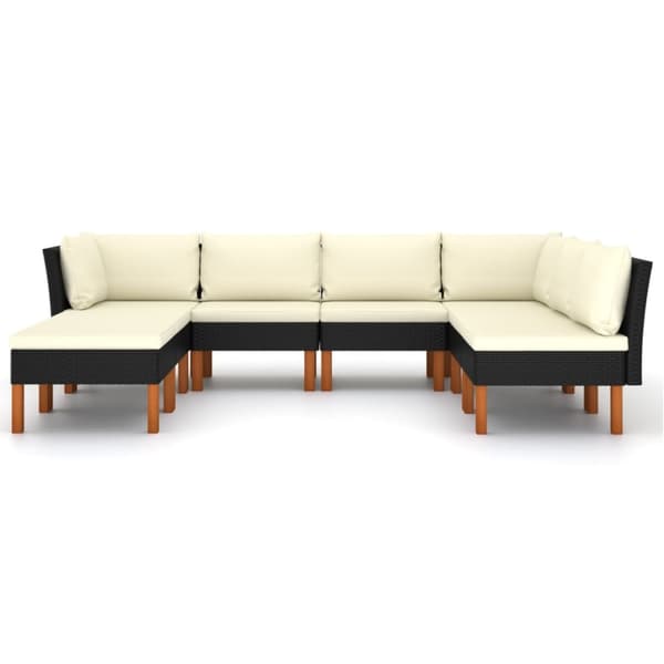 Loungesæt til haven 8 dele med hynder polyrattan sort - Haveloungesæt - Loungesæt Til Haven - Home & Living