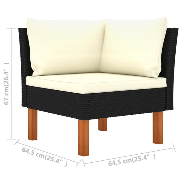 Loungesæt til haven 8 dele med hynder polyrattan sort - Haveloungesæt - Loungesæt Til Haven - Home & Living