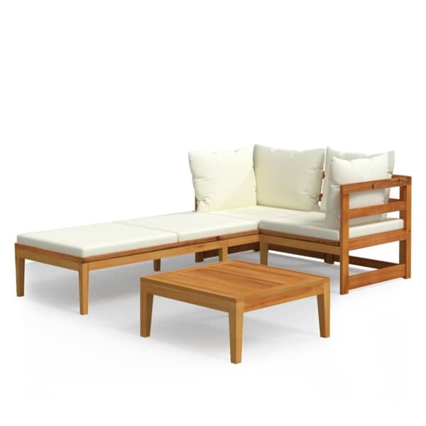 Loungegrupp för trädgården med gräddvita dynor 3 delar akacia - Trädgårdsloungegrupp - Trädgårdsloungeset - Home & Living