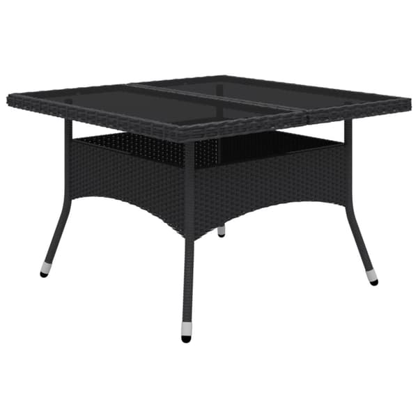 Matgrupp för trädgården 9 delar konstrotting och glas svart - Matbord Och Stolar - Trädgårdsmöbler - Home & Living
