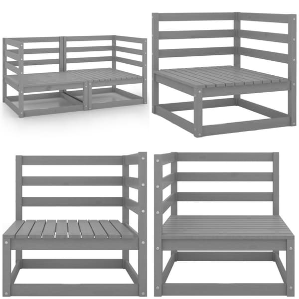 Hjørnedele til havesofa 2 stk. Massivt fyrretræ grå - Hjørnesofa - Hjørnesofaer - Home & Living