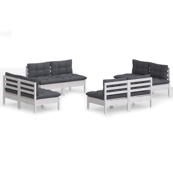 Loungegrupp med antracit dynor 8 delar massiv furu - Loungegrupp - Loungegrupper - Home & Living
