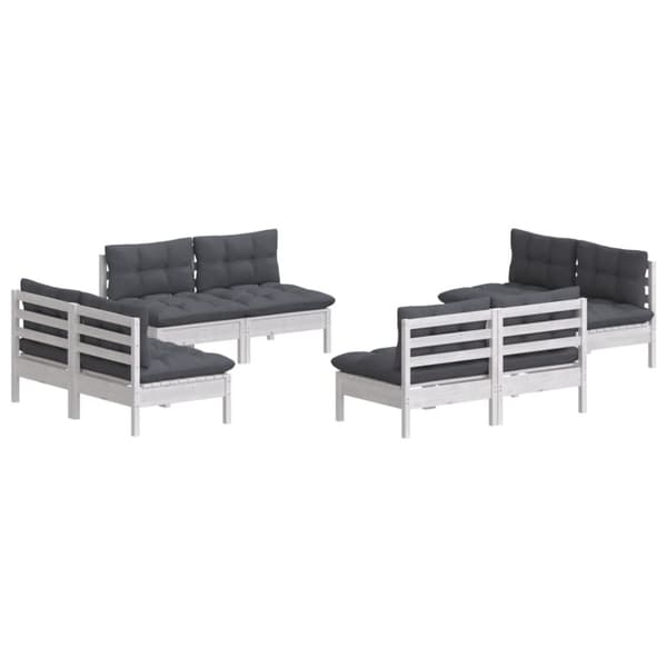 Loungegrupp med antracit dynor 8 delar massiv furu - Loungegrupp - Loungegrupper - Home & Living