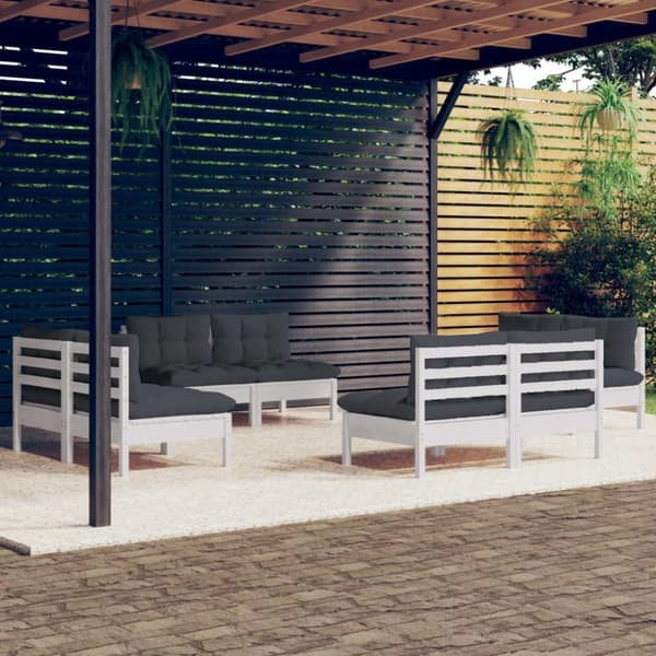 Loungegrupp med antracit dynor 8 delar massiv furu - Loungegrupp - Loungegrupper - Home & Living