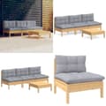Miniatyrbillede 1 af 11: Loungesæt til haven 4 dele med grå hynder fyrretræ - Haveloungesæt - Loungesæt Til Haven - Home & Living