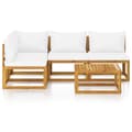 Miniatyrbild 4 av 11: Loungegrupp för trädgården med dyna gräddvit 5 delar akaciaträ - Loungeset - Lounge Set - Home & Living