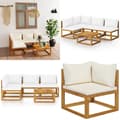Miniatyrbild 1 av 11: Loungegrupp för trädgården med dyna gräddvit 5 delar akaciaträ - Loungeset - Lounge Set - Home & Living