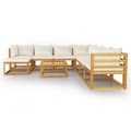 Miniatyrbild 4 av 11: Loungegrupp för trädgården med dyna gräddvit 9 delar akaciaträ - Loungeset - Lounge Set - Home & Living