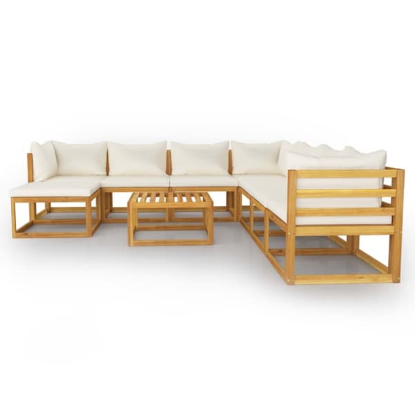 Loungegrupp för trädgården med dyna gräddvit 9 delar akaciaträ - Loungeset - Lounge Set - Home & Living