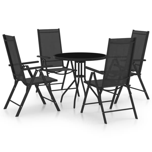 Spisebordssæt til haven 5 dele aluminium og textilene sort - Spisebordssæt - Spisebordssæt Til Haven - Home & Living