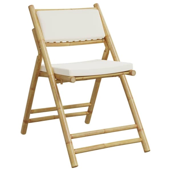 vidaXL bistrostole 3 stk. foldbare med cremehvide hynder bambus