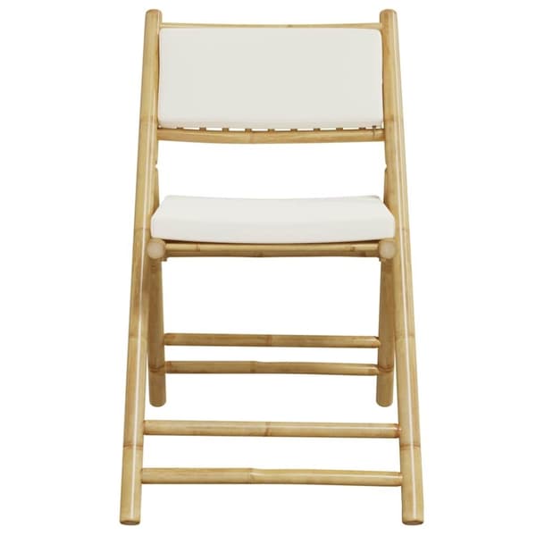 vidaXL bistrostole 3 stk. foldbare med cremehvide hynder bambus