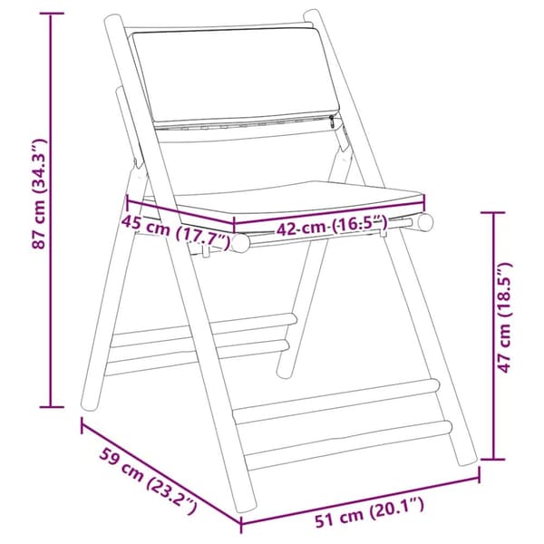 vidaXL bistrostole 3 stk. foldbare med cremehvide hynder bambus