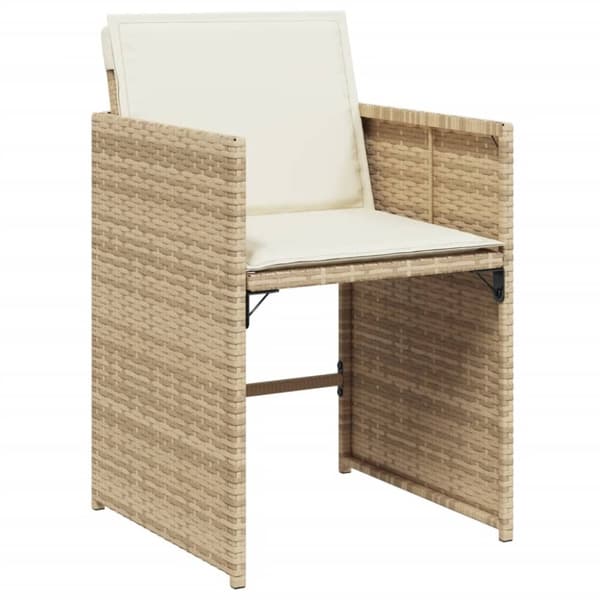 vidaXL Matgrupp för trädgården med dynor 9 delar beige konstrotting