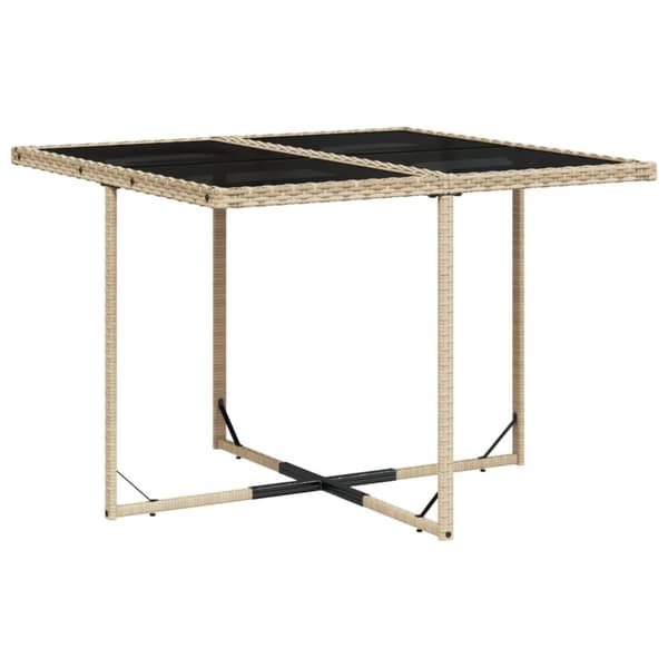 vidaXL Matgrupp för trädgården med dynor 9 delar beige konstrotting