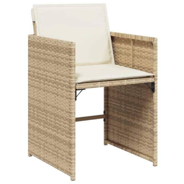 vidaXL spisebordssæt til haven 9 dele med hynder polyrattan beige
