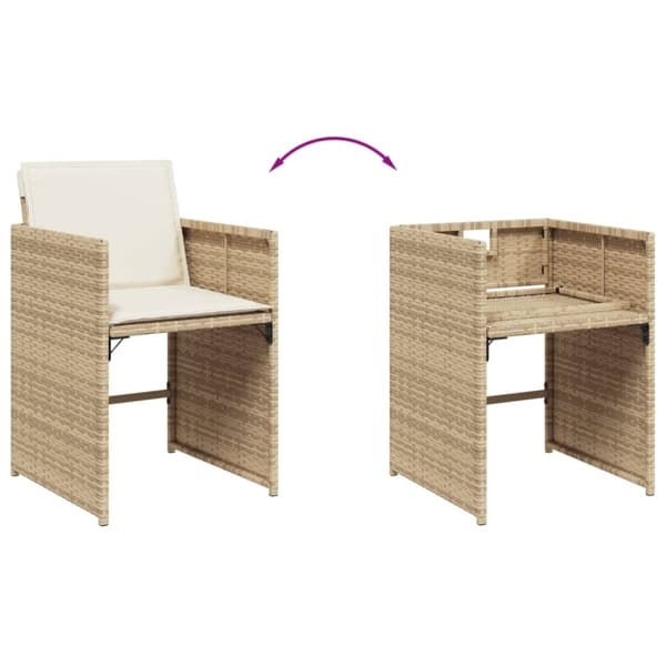 vidaXL spisebordssæt til haven 9 dele med hynder polyrattan beige