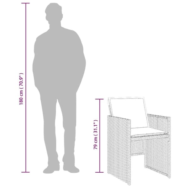 vidaXL Matgrupp för trädgården med dynor 9 delar beige konstrotting