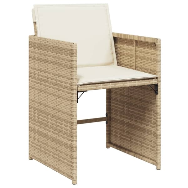 vidaXL spisebordssæt til haven 13 dele med hynder polyrattan beige