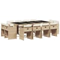 Miniatyrbillede 1 af 11: vidaXL spisebordssæt til haven 13 dele med hynder polyrattan beige
