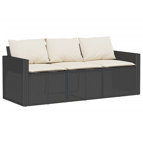 vidaXL sofasæt til haven 6 dele med hynder polyrattan sort