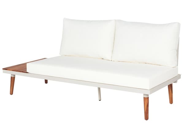 Loungesæt råhvid og Mørkt Træ 5 Personers Hjørne Modulær Loungesofa og Sofabord til Terrasse Haven Indretning Tilbehør Minimalistisk