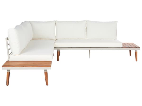Loungesett Off-white Akasietre 5-seter hjørnesofa med sofabord Utemøbler Hage Terrasse Utendørs Moderne