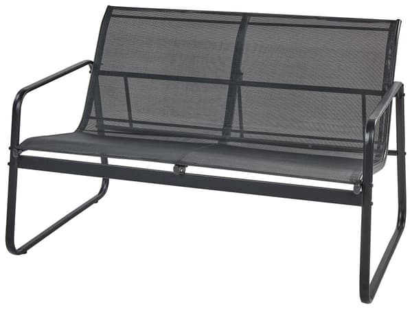 Hagesofasett Svart Stål Loungesett 4 seters Sett med Bord Industriell Stil Hage Uteplass Balkong