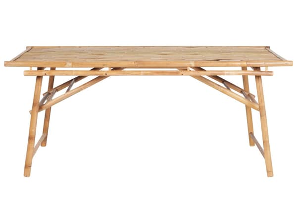 Utegrupp med Bord och 2 Bänkar Ljus Bambu 180 cm Hopfällbara Naturlig Design Trädgård Uteplats Terrass