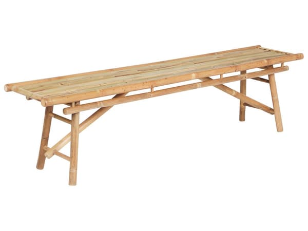 Utegrupp med Bord och 2 Bänkar Ljus Bambu 180 cm Hopfällbara Naturlig Design Trädgård Uteplats Terrass