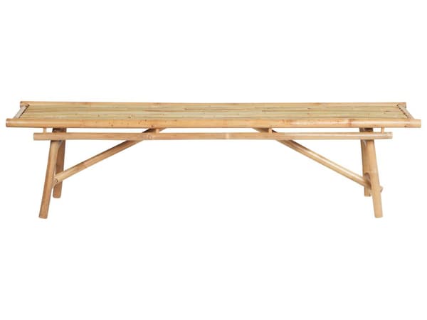 Utegrupp med Bord och 2 Bänkar Ljus Bambu 180 cm Hopfällbara Naturlig Design Trädgård Uteplats Terrass