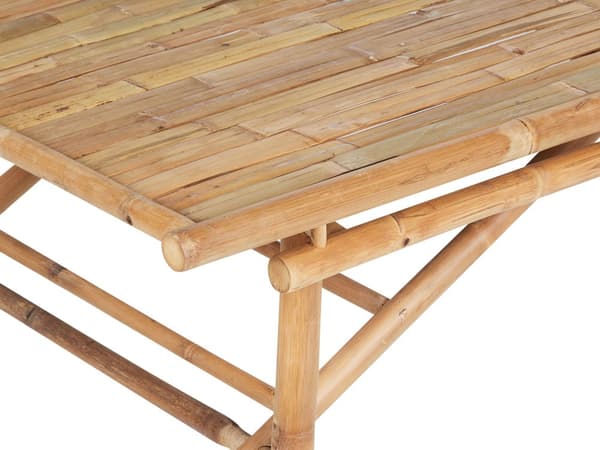 Utegrupp med Bord och 2 Bänkar Ljus Bambu 180 cm Hopfällbara Naturlig Design Trädgård Uteplats Terrass