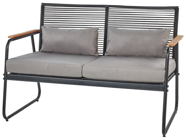 Hagesett Svart Stål med Grå Puter Loungesett 4 Seter Sett Bord Moderne