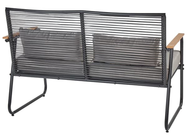 Hagesett Svart Stål med Grå Puter Loungesett 4 Seter Sett Bord Moderne