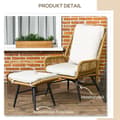 Miniatyrbild 6 av 10: Rootz Polyrattan trädgårdsstol och pallset - Utemöbler - Uteplats - Justerbart ryggstöd - Väderbeständigt - Halkfria fötter - 67W x 83D x 94H cm (Stol