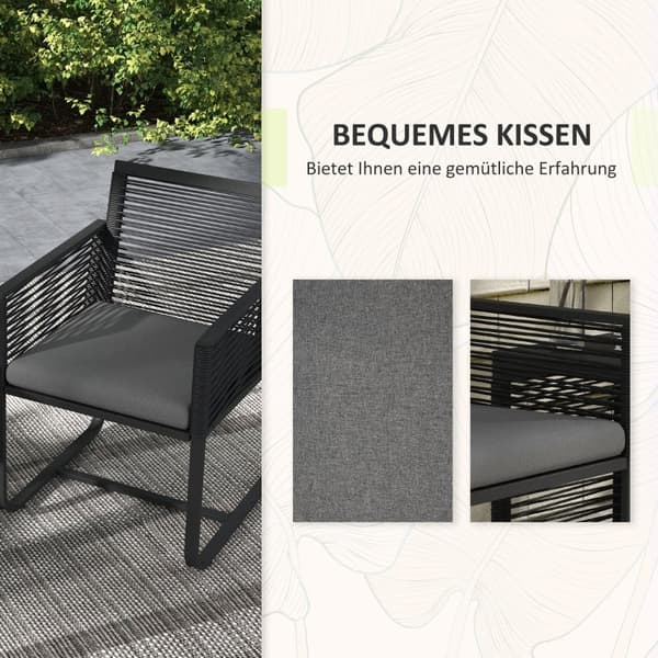 Rootz 3-osainen rottinki-bistrosetti - Ulkokalusteet - Patiosetti - Mukavat istuimet - Tyylikäs lasipöytä - Säänkestävä - 53L x 57D x 77K cm (tuolit),