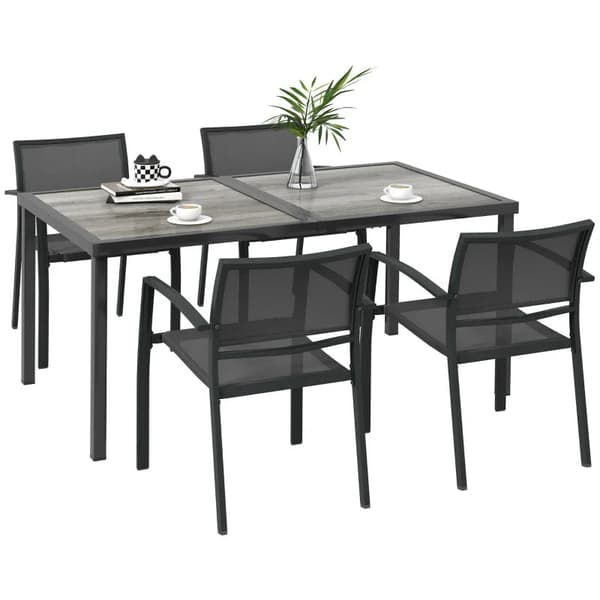 Rootz Trädgårdsmöbelset - Trädgårdssittgrupp - 5 delar - Väderbeständig - SPCC Plast - Grå - 150 x 87 x 72 cm