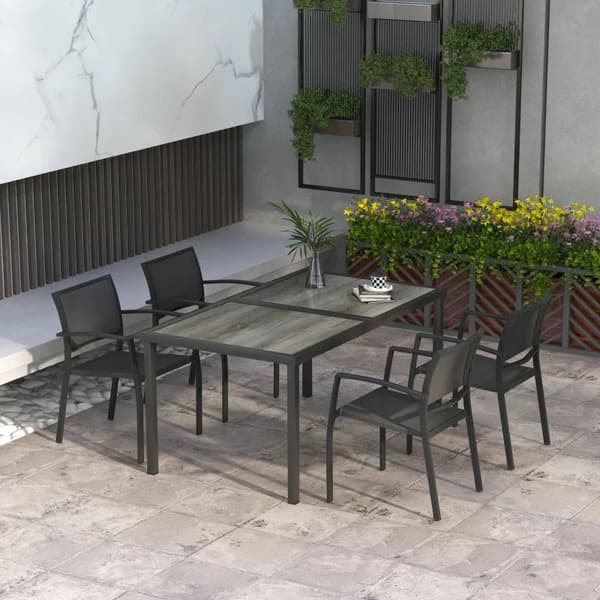 Rootz Trädgårdsmöbelset - Trädgårdssittgrupp - 5 delar - Väderbeständig - SPCC Plast - Grå - 150 x 87 x 72 cm