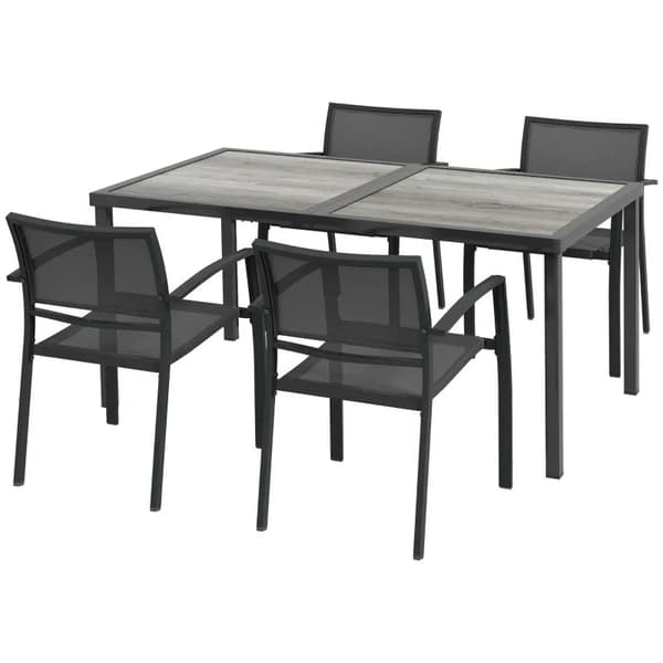 Rootz Trädgårdsmöbelset - Trädgårdssittgrupp - 5 delar - Väderbeständig - SPCC Plast - Grå - 150 x 87 x 72 cm